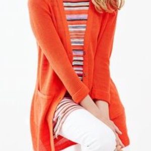 J. JILL Linen Blend LONG CARDIGAN SWEATER, Paprika